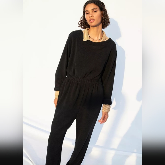 Free People Keepin It Real Jumpsuit Long Sleeve Scoop Neck Button Back Black NWT - Picture 16 of 16